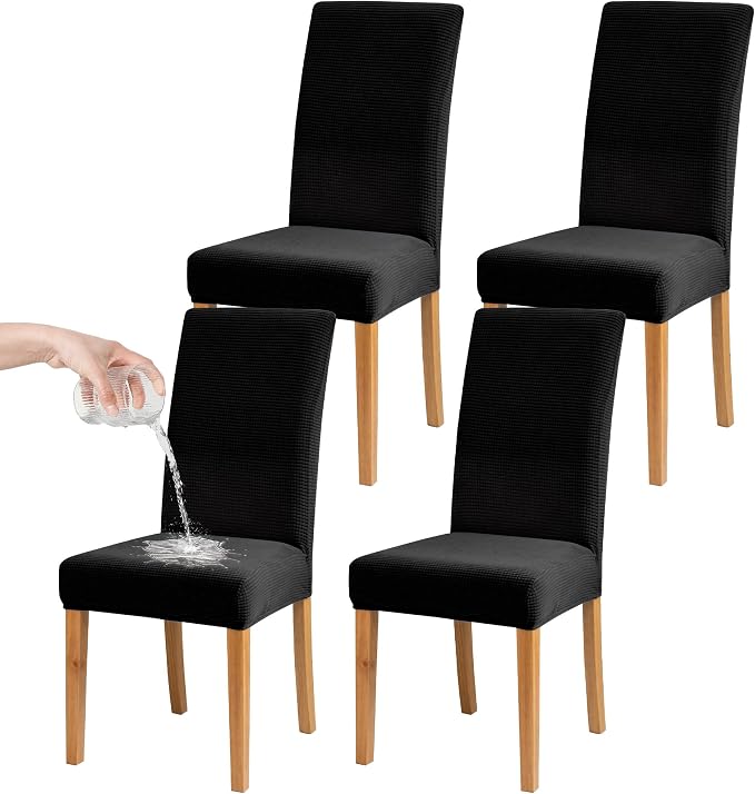 BIETYONE Waterproof Dining Chair Covers, Stretch Seat Protector, Washable | 4 Pack, Waterproof, Spill Resistant, Washable, Stretch Fit, Easy Clean Chair Protector by BIETYONE