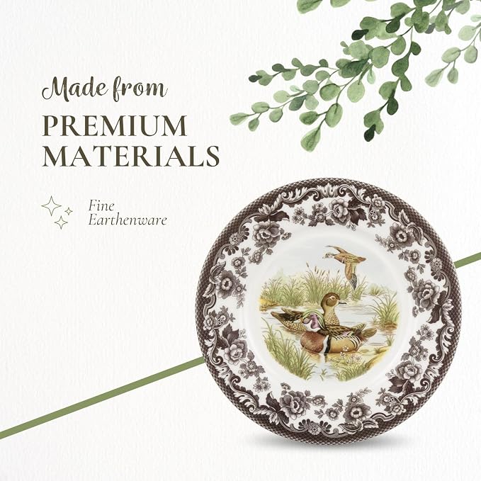 Spode – Woodland – Luncheon Plate – Wood Duck - Brown/White | Earthenware, Dishwasher Safe, Made in England - Image 4