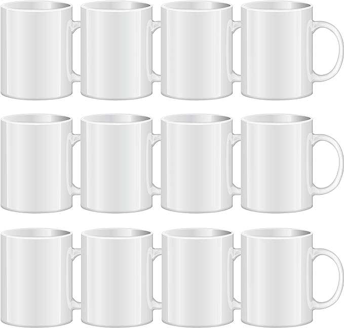 TANGLONG 11oz White Ceramic Sublimation Cups,12PCS Mugs Blank for DIY gifts | Tazas Para Sublimar,Ceramic Cup,Sublimation Mugs Blank, Bulk Mugs for Coffee, Tea, Latte, Soup, Milk, Cocoa, homemade gifts by TANGLONG