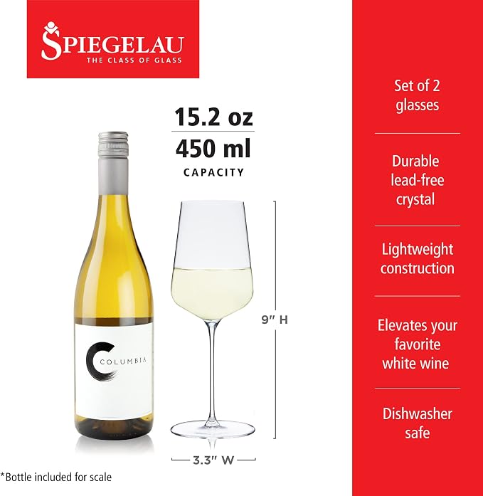 Spiegelau Definition Crystal White Wine Glasses, Sleek and Lightweight Design, Elegant Glassware for Wedding Gifts, Birthday Gifts, Home Bar, Hosting Essentials, 15.2 oz, Set of 2 - Image 3