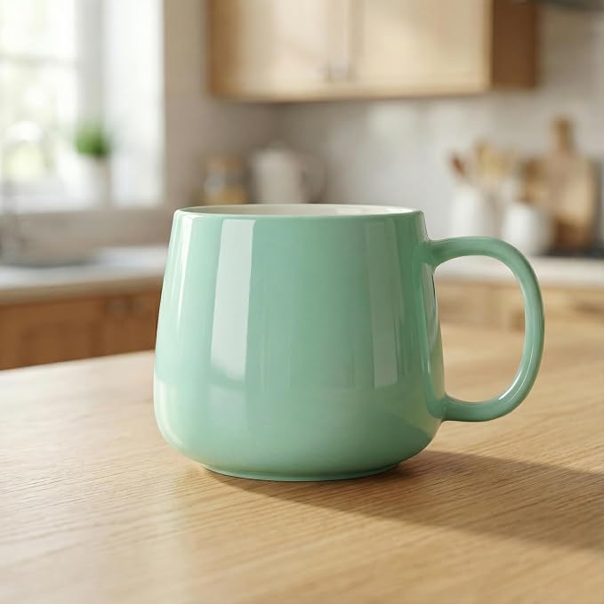 Teocera Coffee Mugs Set of 4-12oz Chip-Resistant Ceramic Cups with Ergonomic Handle | Dishwasher & Microwave Safe Mint Green Mugs | Keeps Beverage Hot, Perfect for Family Kitchen & Holiday Gifts - Image 6