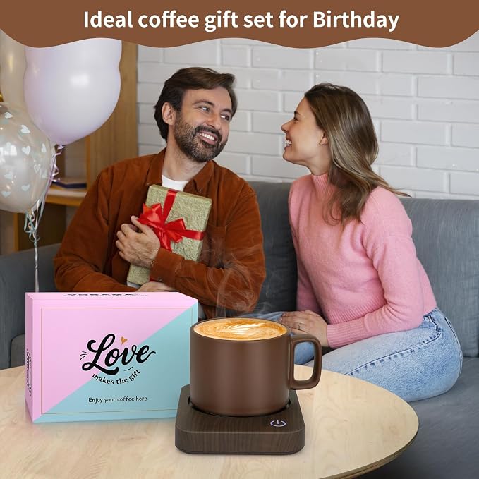 VOBAGA Mug Warmer Set, Coffee Mug Warmer for Desk with 11oz Ceramic Mug, Auto Shut Off & 3-Temp Settings, Smart Coffee Cup Warmer, House Warming Coffee Gift Set Valentine's Day Gift - Image 5