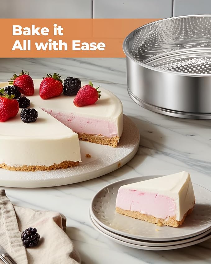 Kootek Cake Pan, Nonstick Springform Pan with Removable Bottom, 9 Inch Round Cheesecake Cake Baking Pans (Pack of 2) - Image 4