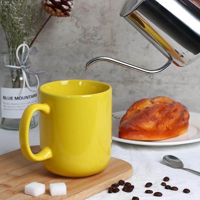 20 OZ Large Coffee Mug, M016 Ceramic Big Tea Cup with Handle for Dad Men, Yellow - Image 3