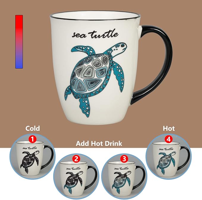Sea Turtle Heat Changing Coffee Mug - Color Changing Mug - Ceramic Coffee Mug for Men Women Black and White - Image 3