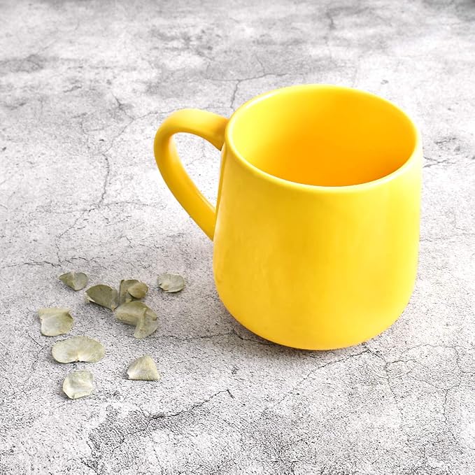 Bosmarlin Large Glossy Ceramic Coffee Mug, Yellow Tea Cup for Office and Home, 18 oz, Suitable for Dishwasher and Microwave, 1 Pack (Yellow) - Image 2