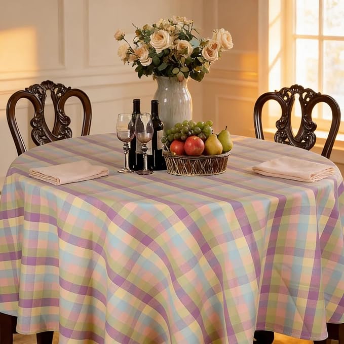 Urban Villa Tablecloth Cotton Tabletop 70 RD (4 Seats) Easter Checks - Image 7