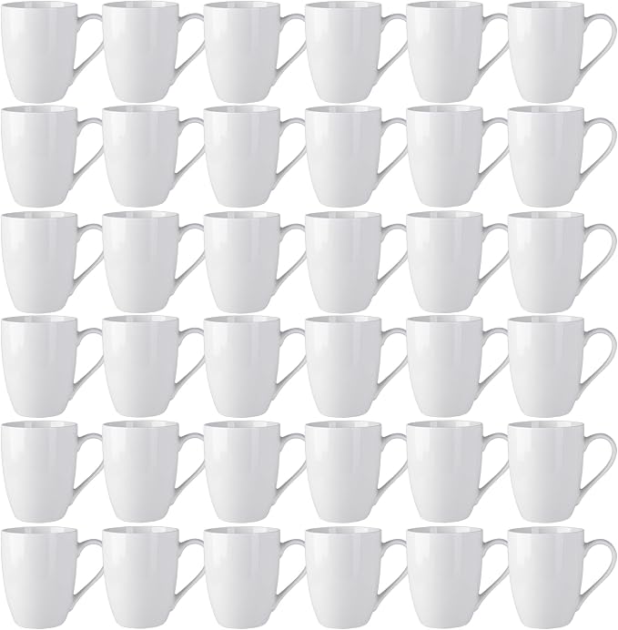 AmorArc 12oz Off White Coffee Mugs Set of 36, Ceramic Coffee Mugs with Large Handle for Man, Woman, Light Weight Coffee Mugs Set for Latte/Cappuccino/Cocoa/Milk, Dishwasher & Microwave Safe, 36Pcs by AmorArc