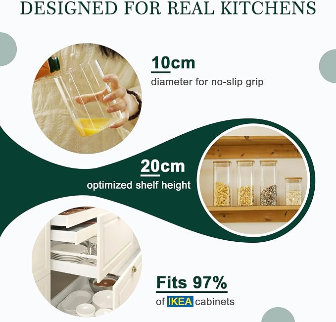 LIBWYS Kitchen Glass Jars Set with Bamboo Lids for Storage (1pcs - 1.67Qt) | Stackable Square Food Jars for Pantry Organization, Coffee, Flour, Snacks, Tea, Sugar | Kitchen Canisters Set - Image 8