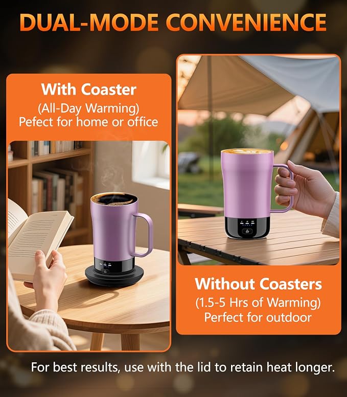 Self-Heating Coffee Mug, 14oz Heated Coffee Mug - Rechargeable Temperature Control Coffee Mug Keep Coffee Hot, Smart Mug Great Gift for Coffee Lovers & Slow Sippers - Image 3