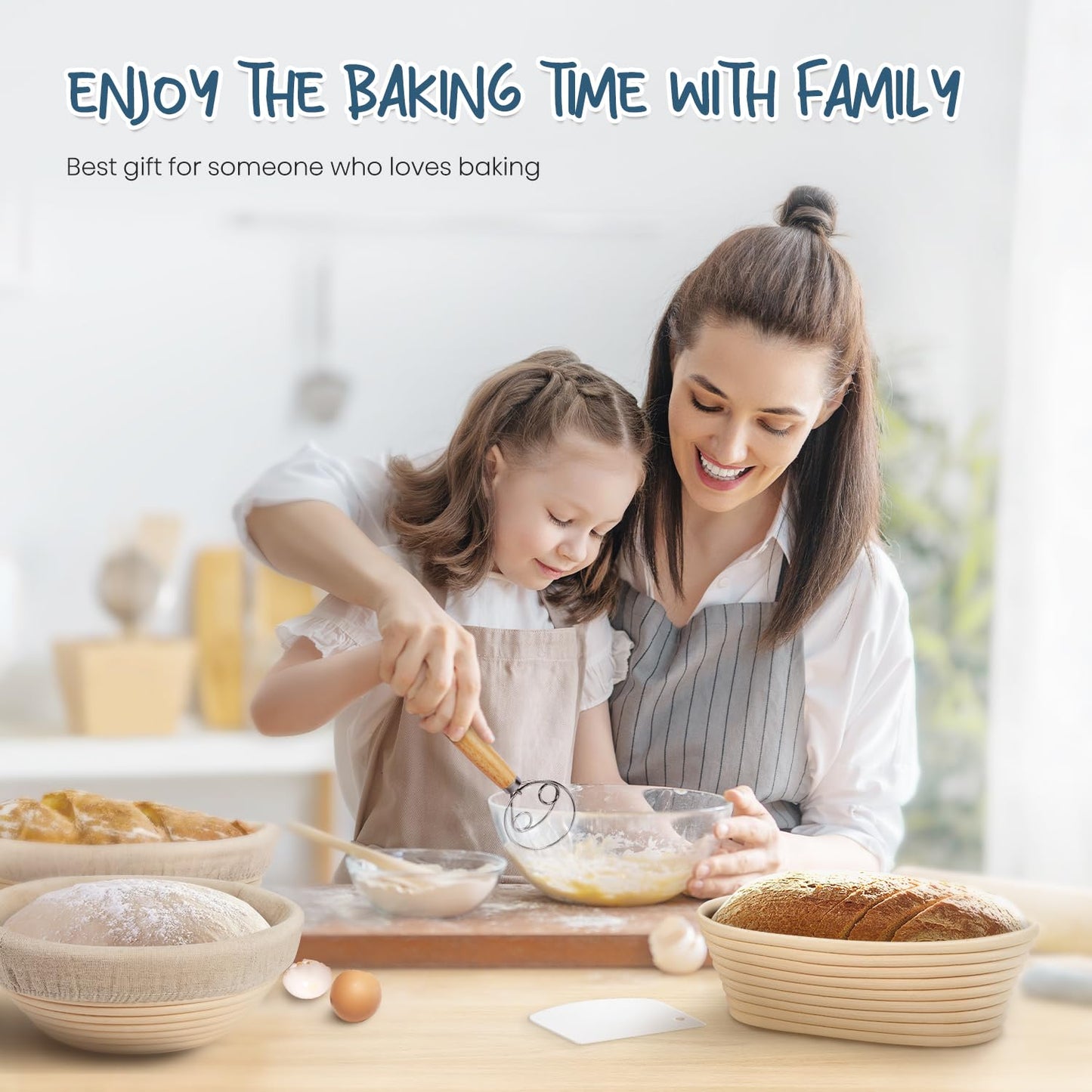 Complete Sourdough Bread Baking Kit with Banneton Basket & Starter Jar