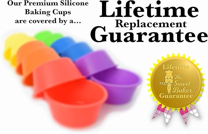 | Professional Silicone Baking Cups | Premium 12 Piece Set | Reusable Cupcake Muffin Pans | BPA Free