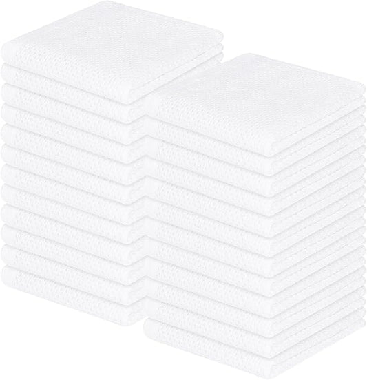Homaxy 100% Cotton Waffle Weave Kitchen Dish Cloths 24-Pack, White | 12 x 12 Inches, Ultra Soft Absorbent Dish Towels, Quick Drying Dish Rags with Hanging Loop by Homaxy