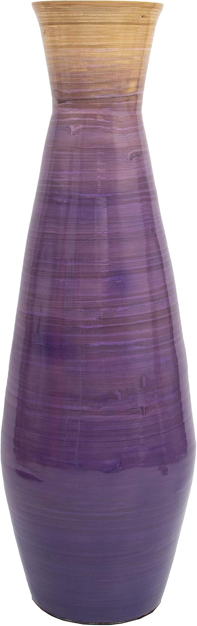 Uniquewise 28" Classic Bamboo Floor Vase Handmade, for Dining, Living Room, Entryway, Fill Up with Dried Branches Or Flowers, Glossy Purple - Image 3