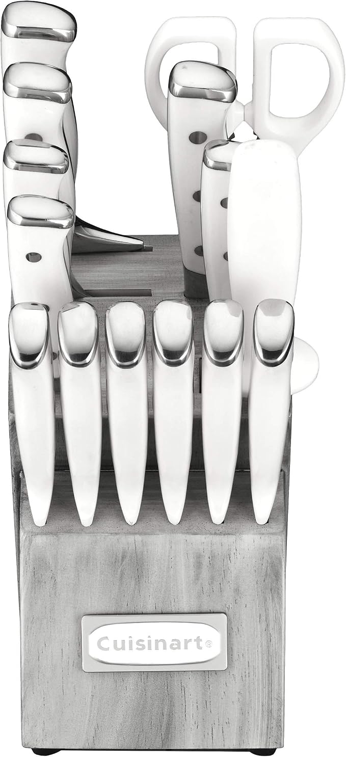 Cuisinart 15-Piece Knife Set with Block, High Carbon Stainless Steel, Forged Triple Rivet, Natural/Gray C77WTR-15PG - Image 3