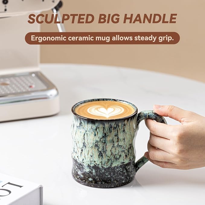 Unique Reactive Glaze Ceramic Coffee Mug - 15 oz Large Coffee Cup M-HY030-43-ZJXLv - Image 6