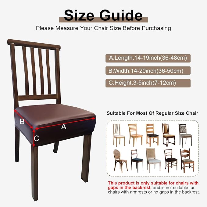 Waterproof Pu Leather Seat Covers Set of 4, Removable Chair Covers | Soft Chairs Seat Slipcovers,Dining Chair Cover Washable Chair Protector Cover Stretch Kitchen Chair Covers - Image 5