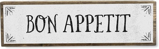 Kitchen Wood Signs (Medium - Wood And Metal, Bon Appetit) by ANVEVO