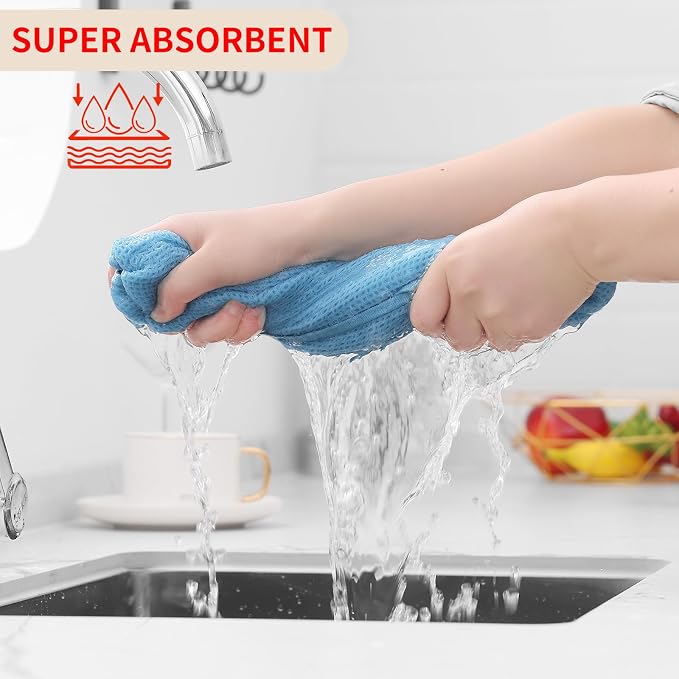 Homaxy 100% Cotton Waffle Weave Kitchen Dish Cloths 6-Pack, Sky Blue | 12 x 12 Inches, Ultra Soft Absorbent Dish Towels, Quick Drying Dish Rags with Hanging Loop - Image 3