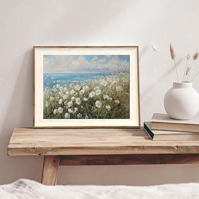 XOCUUI Vintage Farmhouse Canvas Wall Art - Wildflower Field Landscape Painting, Cottage Decor, Natural Oil Painting Wall Art Spring Art For Living Room Bedroom Kitchen - 8" X 10" - Unframed - Image 6