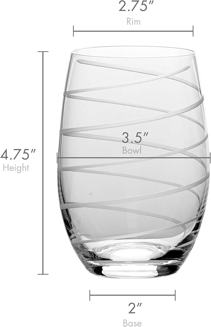 Mikasa Cheers Stemless Wine Glasses, Set of 4, 17-Ounce Clear Glasses, Durable and Elegant, Perfect for Red or White Wine, Dishwasher Safe - Image 2