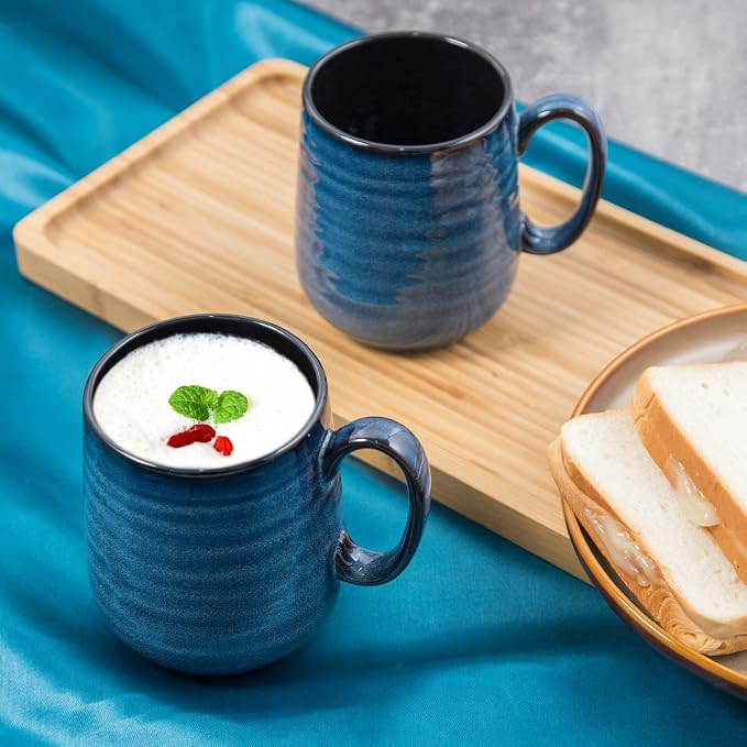 HASENSE Coffee Mugs Set of 4, 15 Ounce Porcelain Mug Set with Handle for Morning Coffee Tea and Cocoa, Ceramic Coffee Cups with Beautiful Glaze for Men, Women, Navy - Image 5