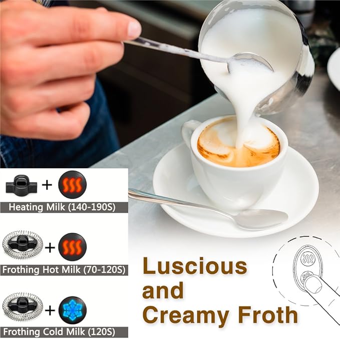 Milk Frother, Electric Milk Frother & Steamer for Latte, Cappuccino, Hot Chocolate, Automatic Milk Foamer with Hot and Cold Milk Functionality, Stainless Steel, Strix Control (silver)