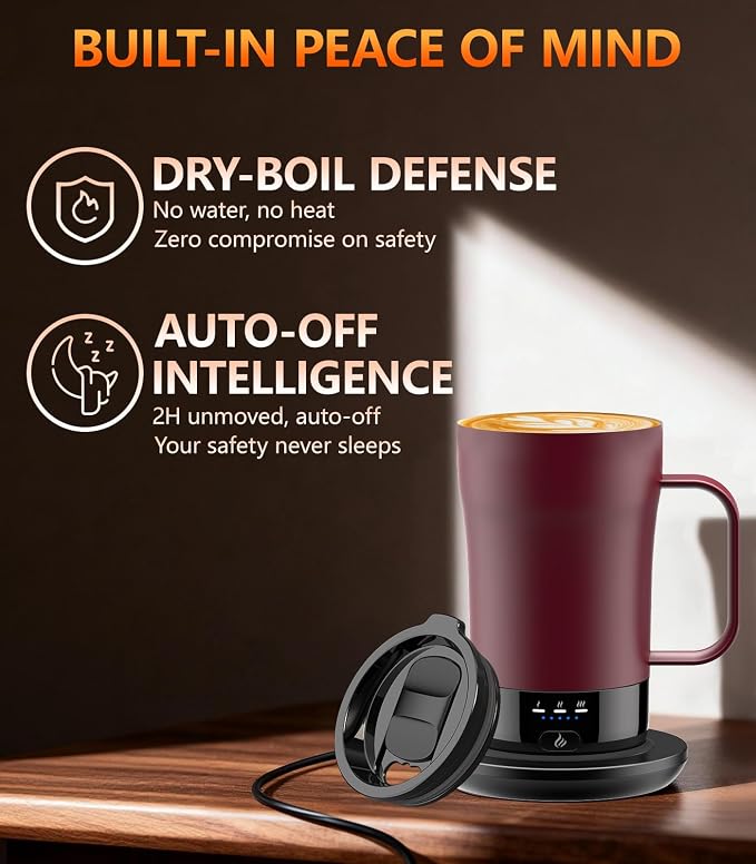 Self-Heating Coffee Mug, 14oz Heated Coffee Mug - Rechargeable Temperature Control Coffee Mug Keep Coffee Hot, Smart Mug Great Gift for Coffee Lovers & Slow Sippers - Image 4