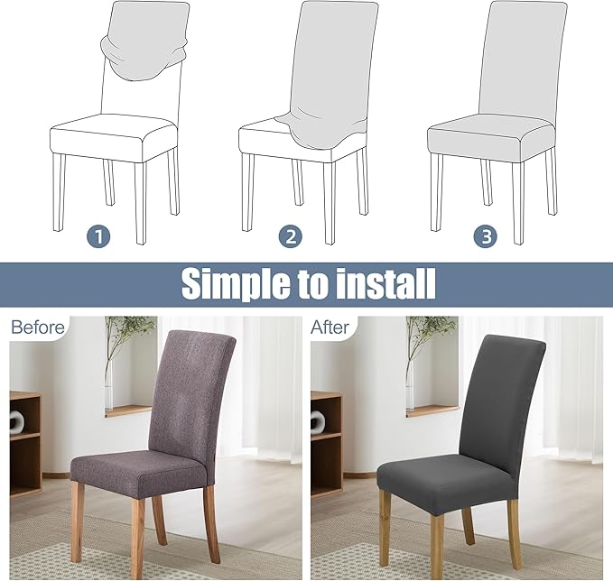 Dining Chair Covers, Stretch Seat Covers, Washable Furniture Protector | Washable, Stretch Fit, Soft, Non Slip, Dining Chair Covers, Seat Protector, Furniture Protector - Image 4