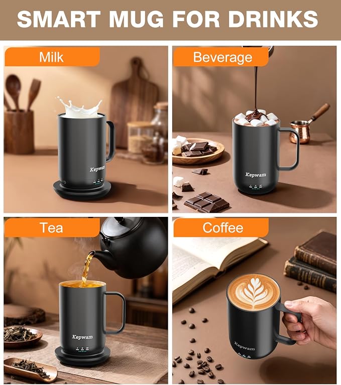 Kepwam Self-Heating Coffee Mug T1, 16oz Rechargeable Heated Coffee Mug, Smart Coffee Warmer Mug with App-Controlled,Advanced Temperature-Controlled Heating Coffee Gifts for Women Men Coffee Lover - Image 9