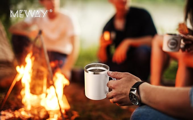 MEWAY 12oz Coffee Mug With Handle 8 Pack Bulk,Stainless Steel Insulated Travel Tumblers With Sliding Lid,Double Wall Vacuum Camping Cup for Hot & Cold Drinks Tea (Multicolor,Set of 8) - Image 8