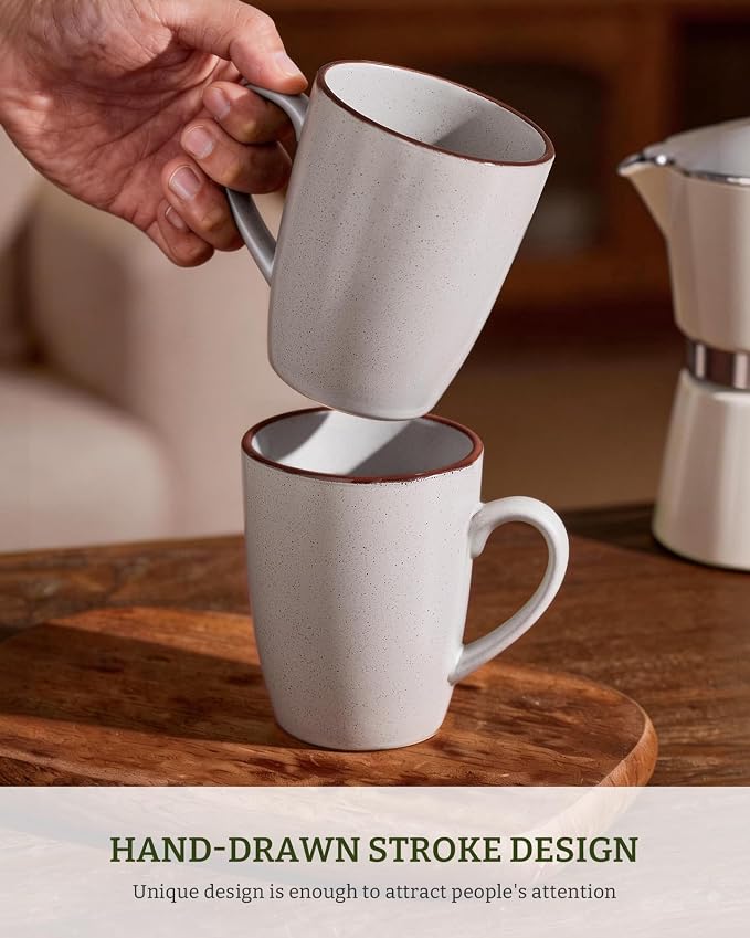 famiware Venus Coffee Mugs for 8, 13 oz Mug Set, Dringking Cup with Handle for Coffee, Tea, Cocoa, Milk, Ligth Gray - Image 3