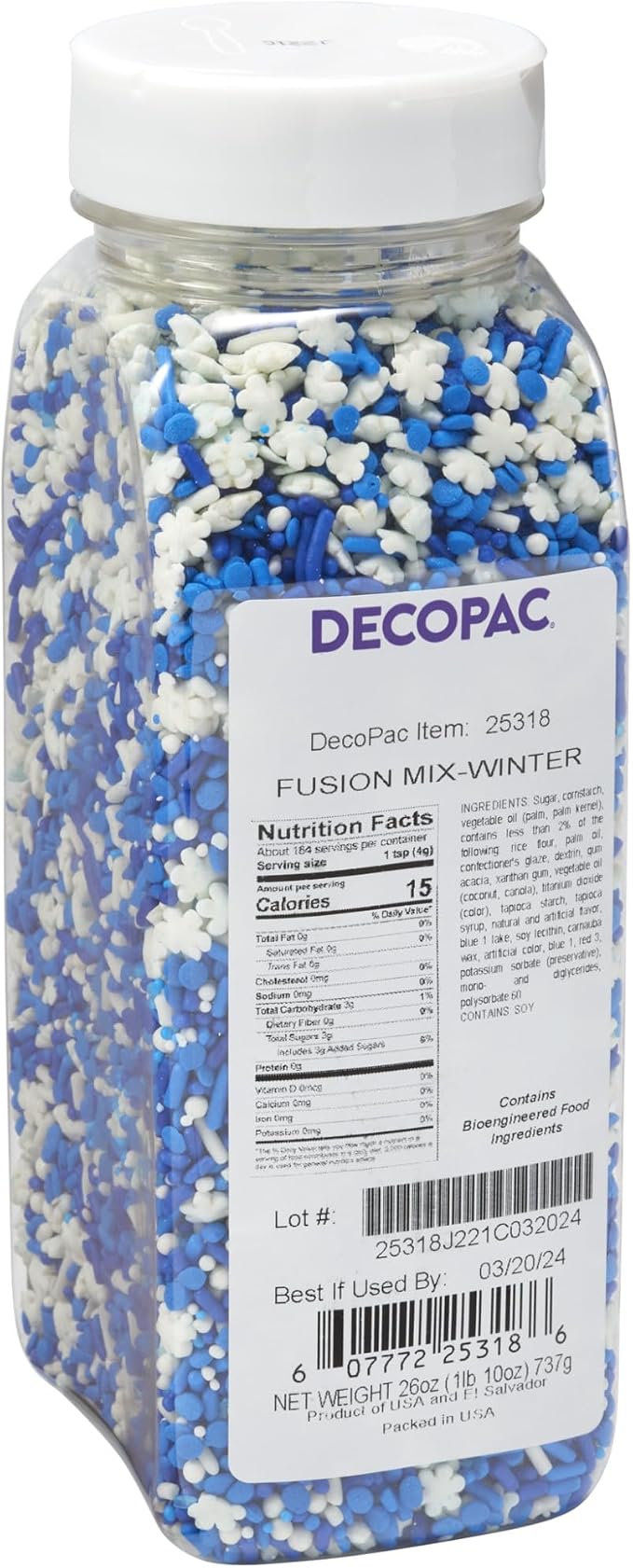DECOPAC Winter Fusion Mix Candy Sprinkles, 26oz, Fancy Sprinkles in Handheld Container, Edible Sprinkles For Celebration Cakes, Cupcakes, Cookies and Donuts by Decopac