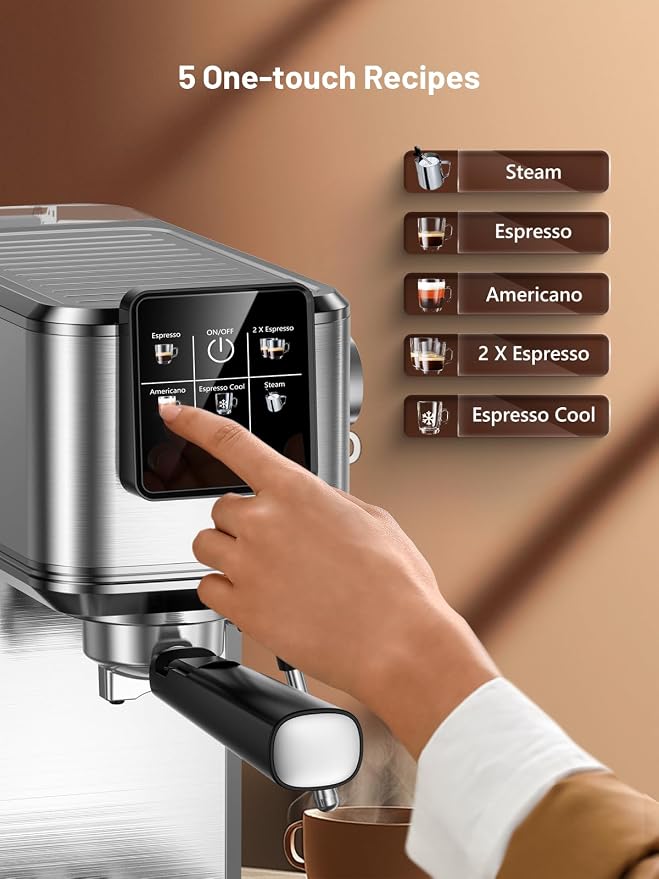 KEENSTAR Espresso Machine 20 Bar Coffe Maker with Rapid Cold Brew, Compact Espresso Maker for Hot and Cold Cappuccino, Latte, Stainless Steel Coffee Machines with 1200ml Removable Water Tank - Image 4