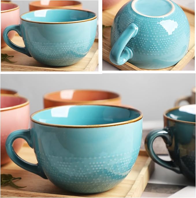 Disoza Oversized Coffee Mug Soup Bowls with Handles Big Ceramic Mug XXL Cereal Large Tea Cup 700 ML Porcelain - Image 5