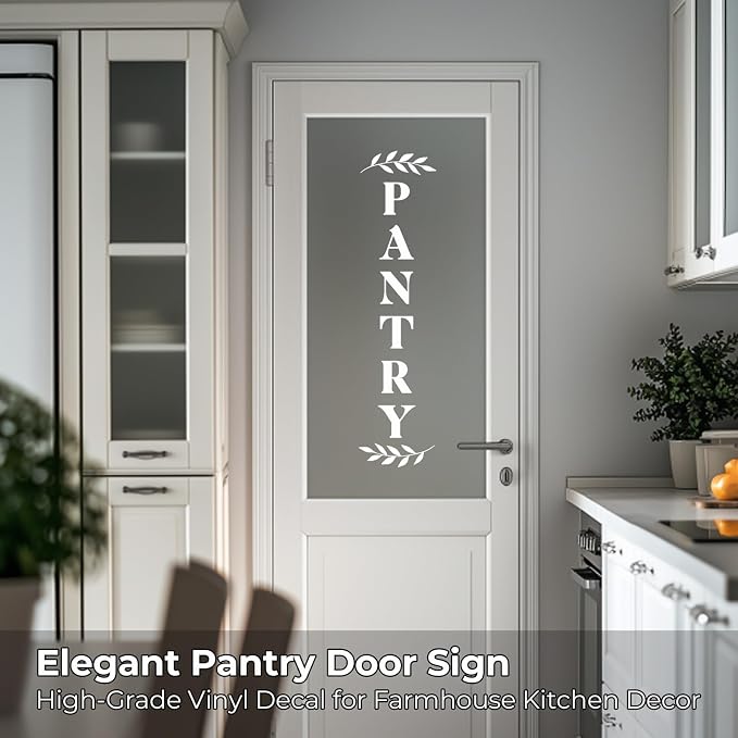 Pantry Door Vinyl Decal – Farmhouse Kitchen Decor Sticker – White Pantry Door Sign for Kitchen Organization (White, H - 27.6 inch) - Image 3