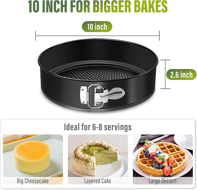 Vakoo 10 Inch Springform Pan - Nonstick, Leakproof Cheesecake Pan for Baking, Easy Release, No Parchment Paper Needed - Image 2