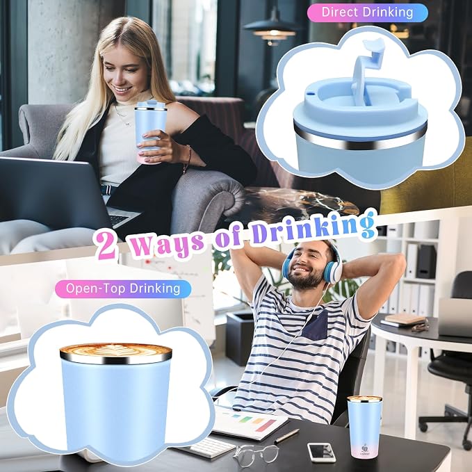 17oz Insulated Travel Coffee Mug with Flip Lid – Leakproof Stainless Steel Insulated Coffee Tumblers, Reusable Coffee Cup for Hot & Cold Drinks, Perfect for Camping & On-the-Go - Image 6
