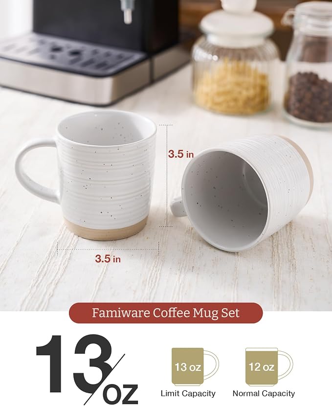 famiware Coffee Mugs Set of 6, 13 oz Mug Set, Ceramic Cup Set with Handle for Coffee, Tea, Cocoa, Milk, Constellation Series, White - Image 3