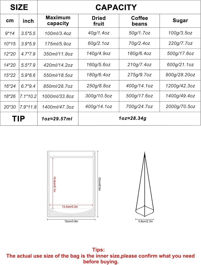 FireKylin 100 PCS Stand Up Pouches,5.9" x 8.6" Paper Bags With Window Clear Front Pouches Resealable Zipper Food Storage White - Image 2