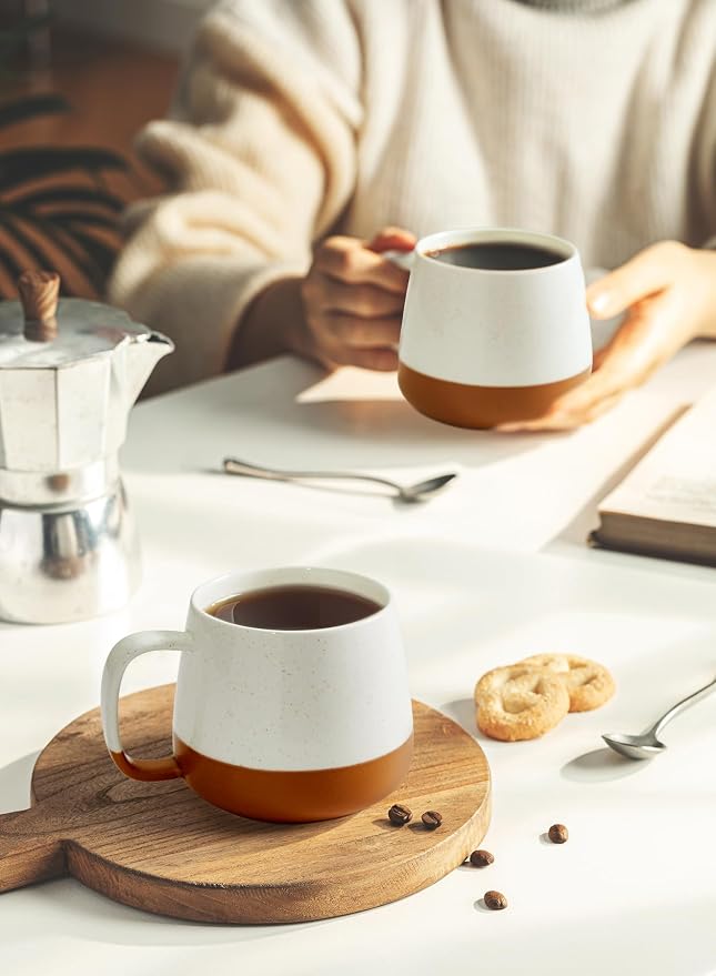 Teocera Ceramic Coffee Mug Set of 4-12 oz Coffee Mugs with Large Handles for Hot or Cold Drinks Like Latte, Cocoa, Tea or Juice - Smooth Ceramic, Dishwasher Safe, Beige - Image 5