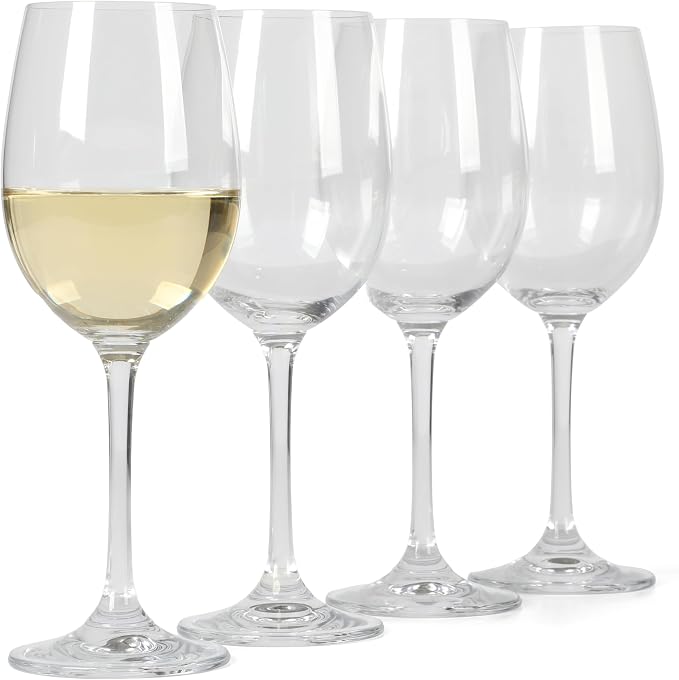Martha Stewart Vivica 4-Pack White Wine Glass Set, 13 oz – Elegant Stemmed Wine Glasses for Entertaining, Durable Clear Glassware for Dining, Parties, or Everyday Use by MarthaStewart