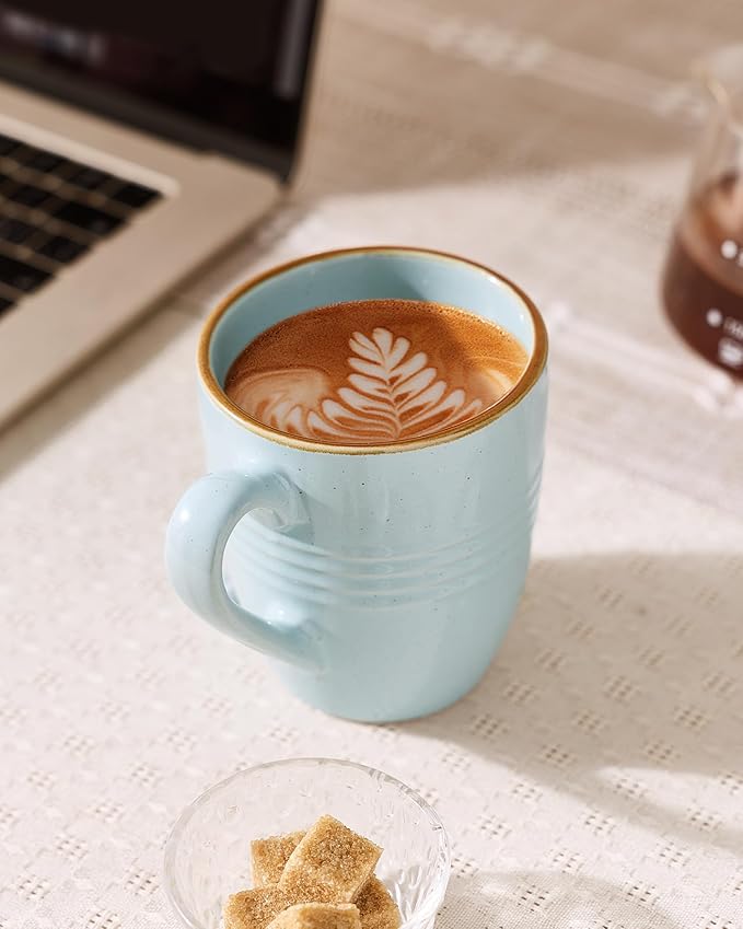 famiware Jupiter Coffee Mugs Set of 6, 13oz Coffee Mug, Microwave and Dishwasher Safe, Coffee Cups with Handle for Coffee, Tea, Cocoa, Milk, Light Blue - Image 3