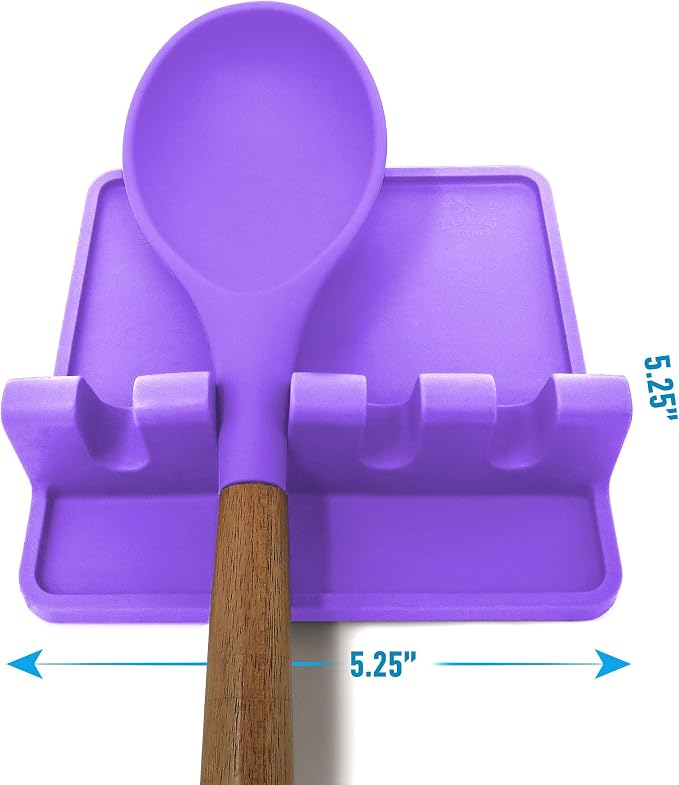 Zulay Kitchen Silicone Utensil Rest with Drip Pad for Multiple Utensils - BPA-Free, Heat-Resistant Spoon Rest & Spoon Holder for Stove Top - Kitchen Utensil Holder for Ladles & Tongs - Mystic Violet - Image 5
