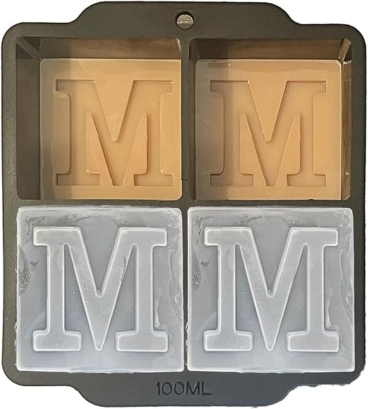Monogrammed Ice Cubes Mold with Lid, 2 inch Whiskey Ice Cube Tray, Personalized Initials Silicone Cocktail Ice Cube Mold, Wedding Monogram, Thank You Gift, Gifts for Dad (Letter L)