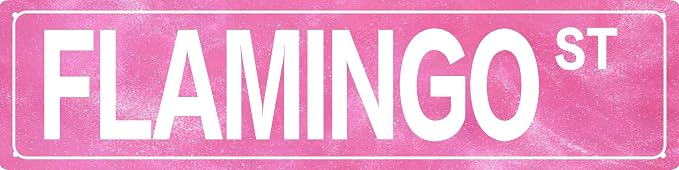 Retro Girl Pink Tin Metal Sign Flamingo Statement Wall Decor for Home Vintage Bar or Dorm Unique Gift Idea for Friends 4x16 in by LMDDFZS