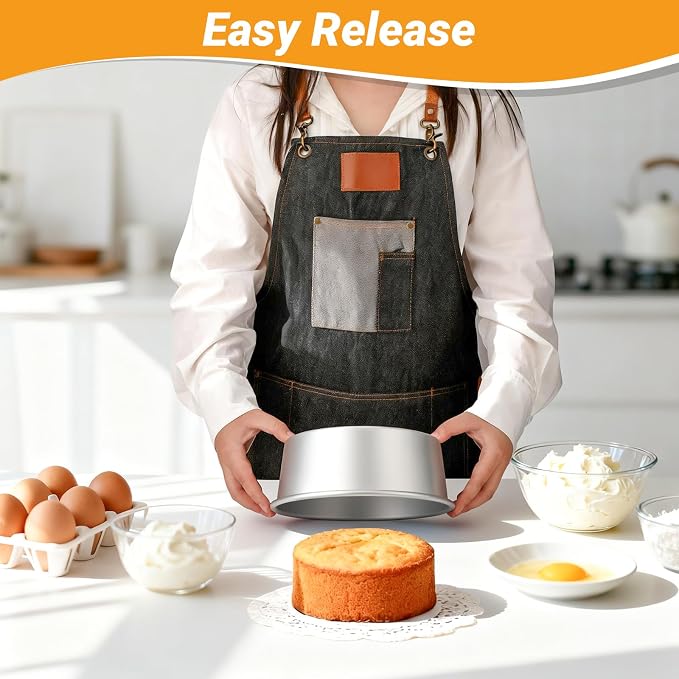 Beasea 8 Inch Cake Pans Set of 3, Aluminum Alloy Round Chiffon Cake Pans for Birthday Party Wedding, Metal Cakes Tin Mold for Baking - Fixed Bottom - Image 5