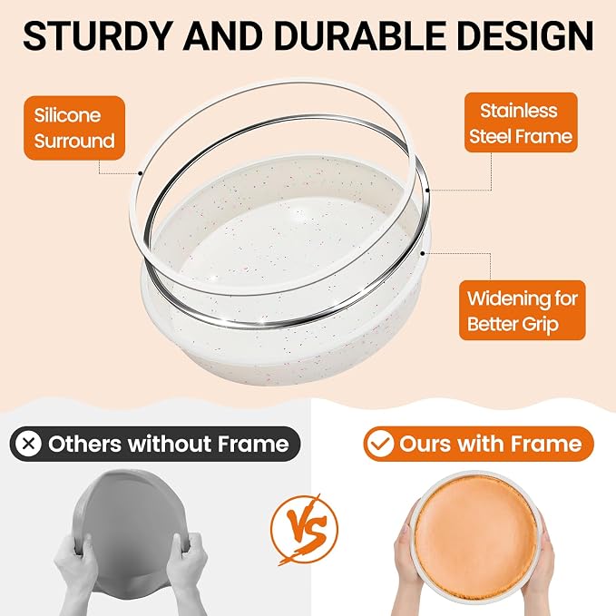 CAKETIME Silicone Round Cake Pan with Metal Reinforced Frame - Image 3