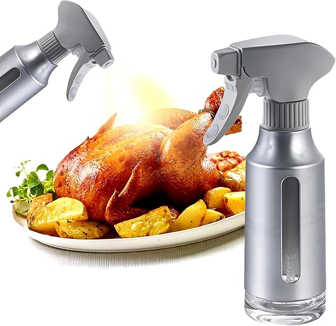 Oil Sprayer for Cooking,ABS Plastic Olive Oil Mister for Air Fryer Frosted Gray Nozzel Oil Dispenser Bottles Fat Reduction Glass Oil Control Spray Pot 6.35oz/180ml Capacity by WelcometoMicyplesKitchen