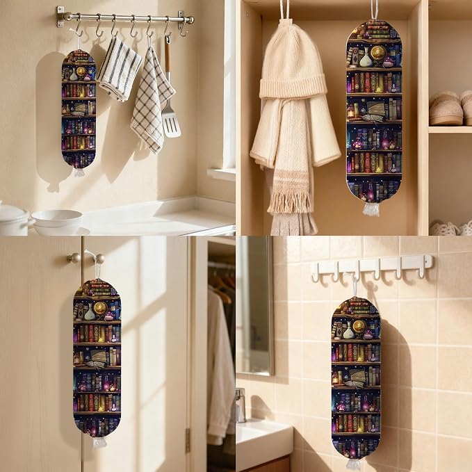 Magic Bookshelf Plastic Bag Holder Dispenser, Plastic Grocery Bag Organizer & Wall Mount Paper Trash Bags Saver Storage for Kitchen Home Pantry Decor, Kitchen Decor Shopping Bags Storage Dispenser - Image 6
